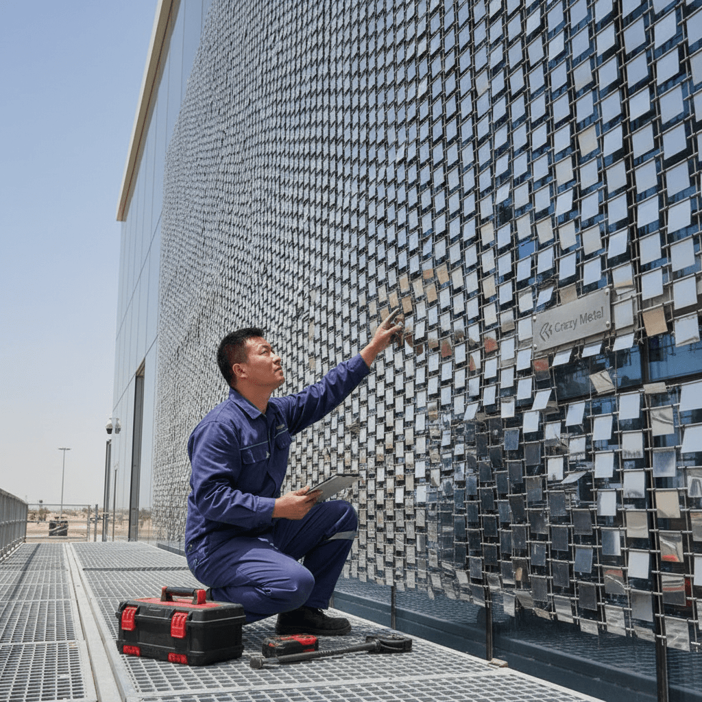 CRZMETAL on-site kinetic facade installation inspection and support