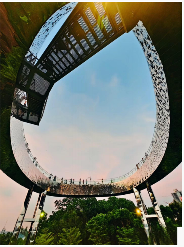 Cultural public project circular observation walkway viewed from below